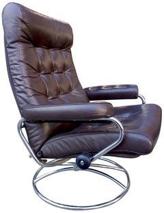 Midcentury Reclining Stressless Lounge Chair and Ottoman by Ekornes