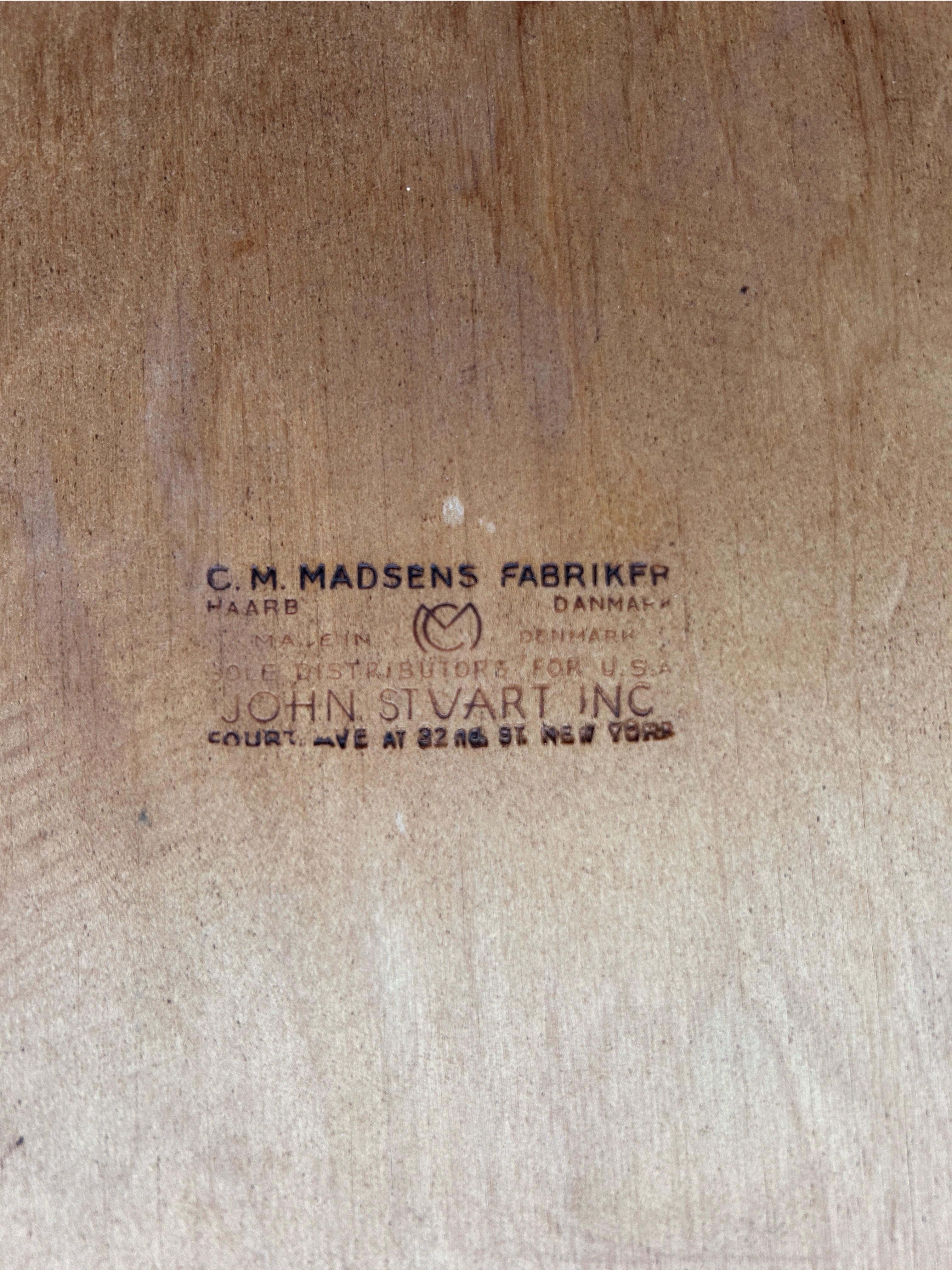 4 Stapelbare dänische Teakholz-Esszimmerstühle von Borge Mogensen für C.M. Madsen (Mitte des 20. Jahrhunderts) im Angebot