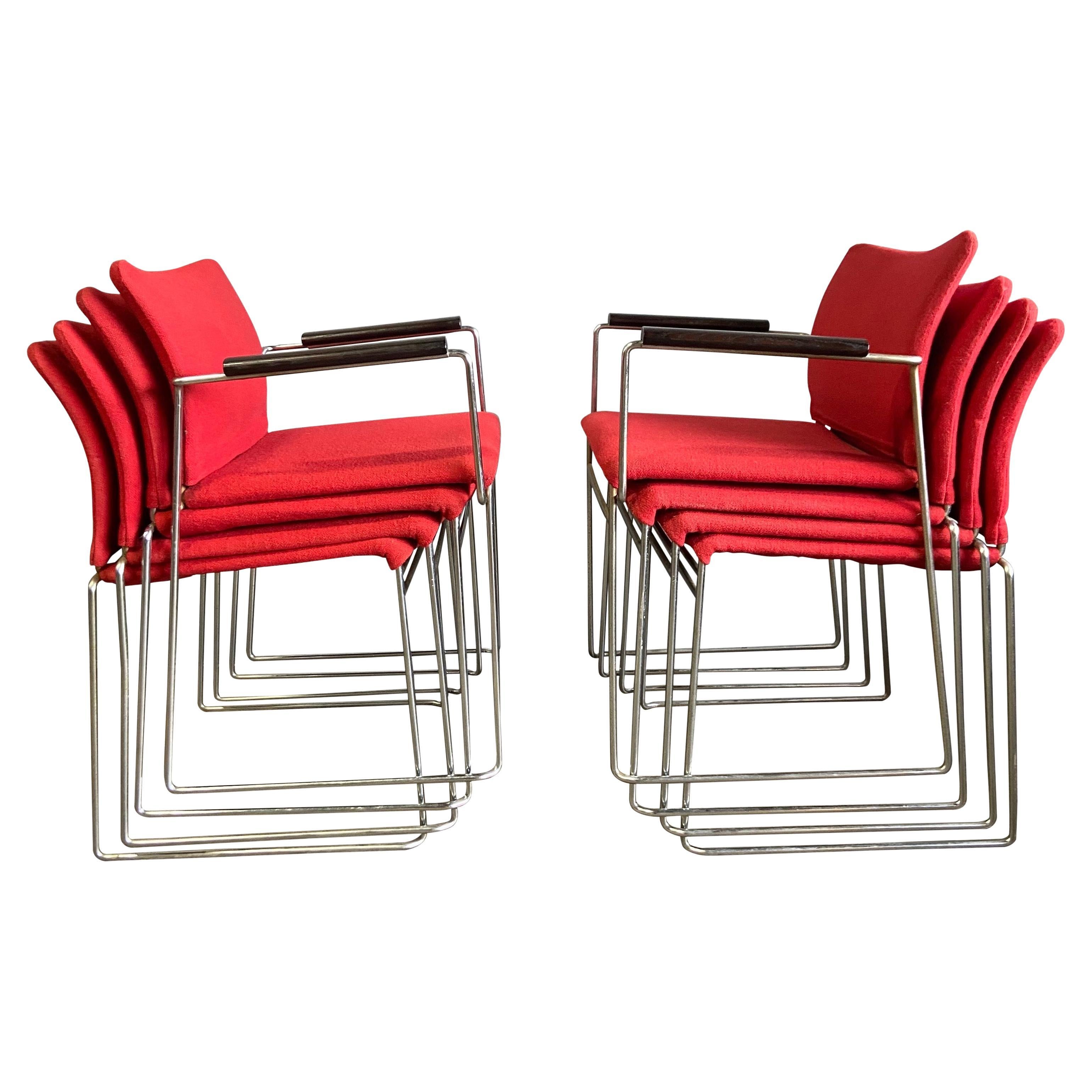 For your consideration are these wonderful Jano chairs designed by Kazuhide Takahama. Featuring original upholstery on chrome steel frame. These are original and produced by Simon Gavina and now Cassina. Fits perfectly in any midcentury or