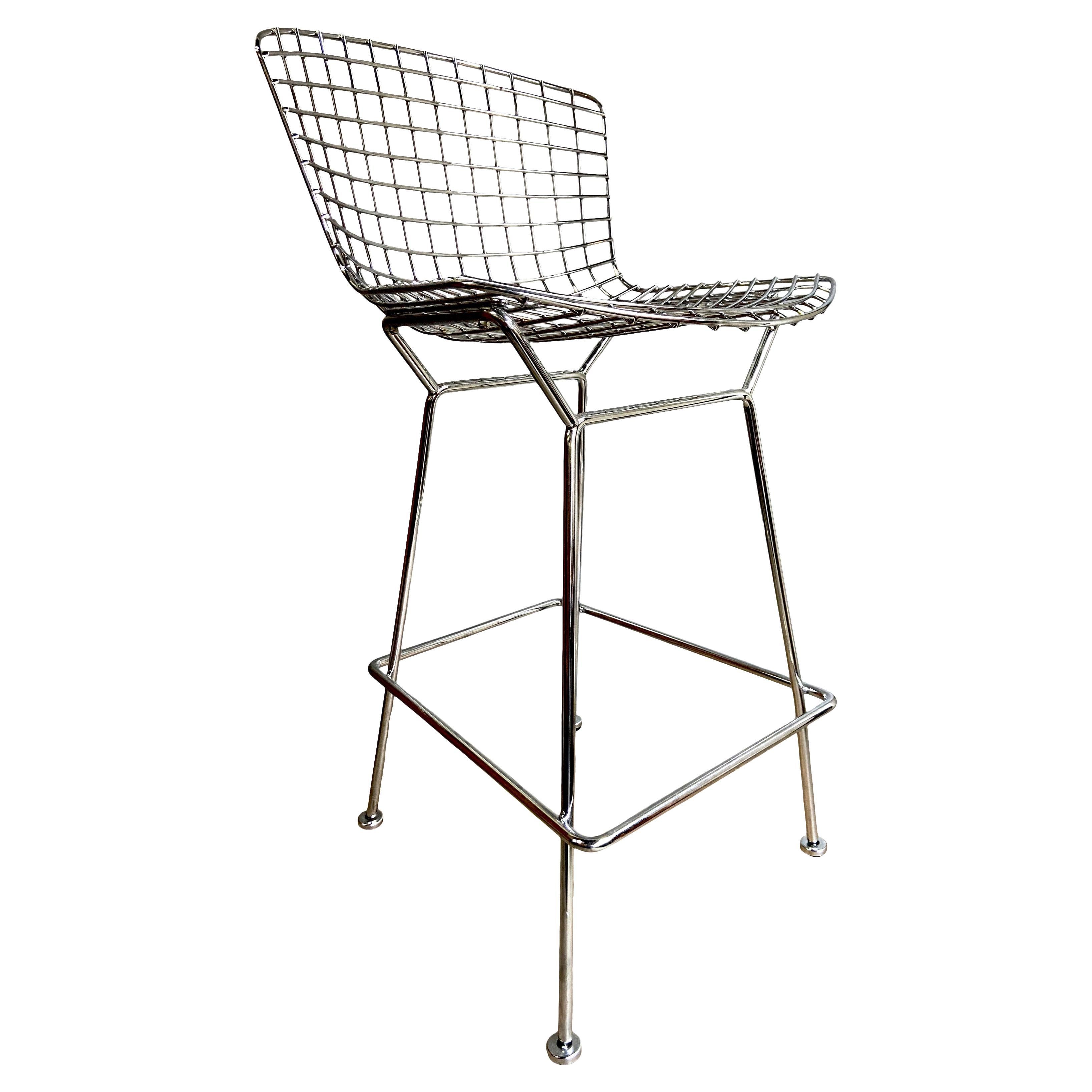 Midcentury Chrome Bar Stools by Harry Bertoia for Knoll For Sale