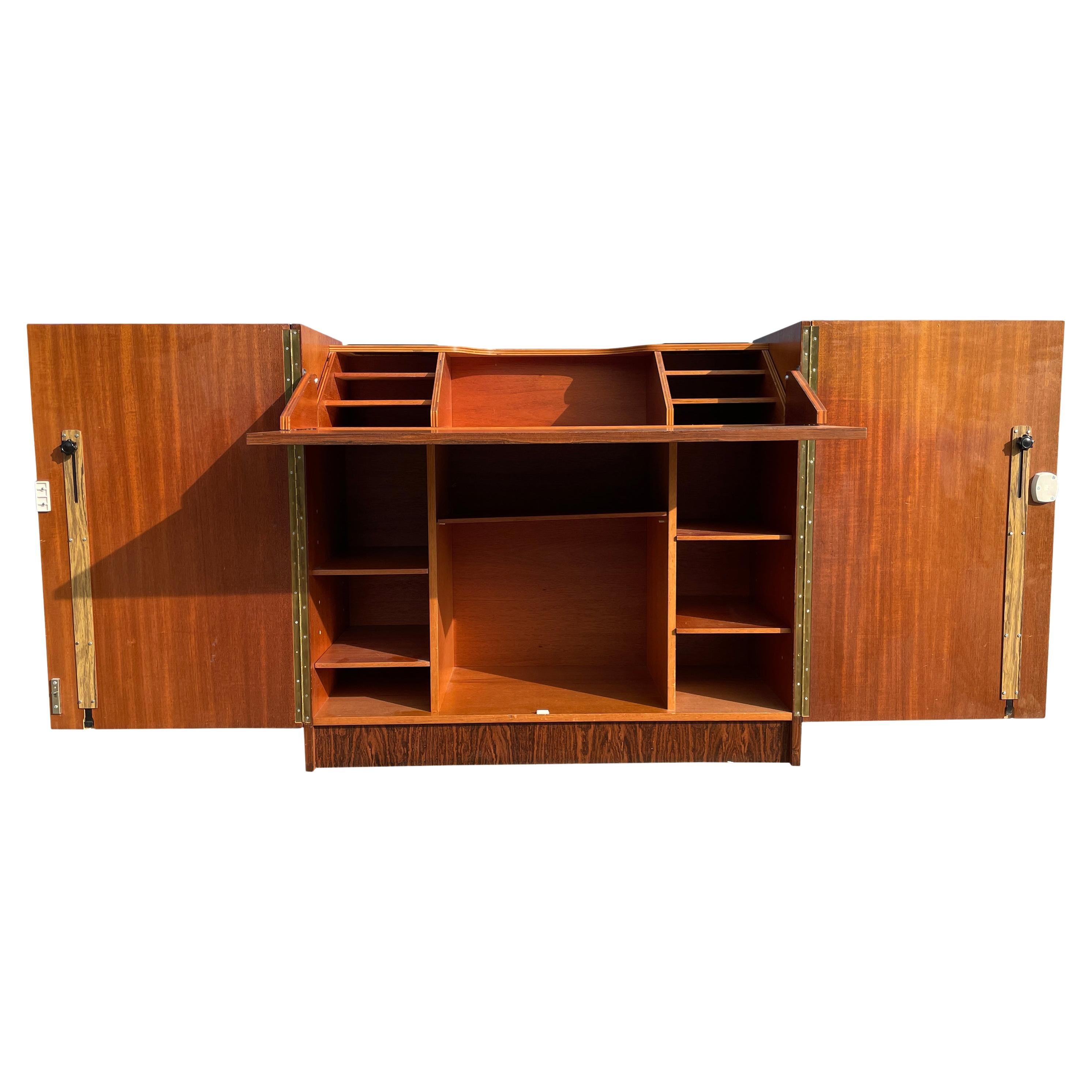 Mid-Century Modern Rosewood Desk Magic Box Made in Brazil with Key For Sale