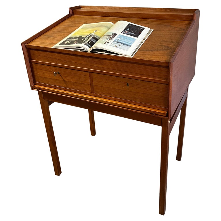 Midcentury Standing Writing or Drafting Teak Desk For Sale at 1stDibs