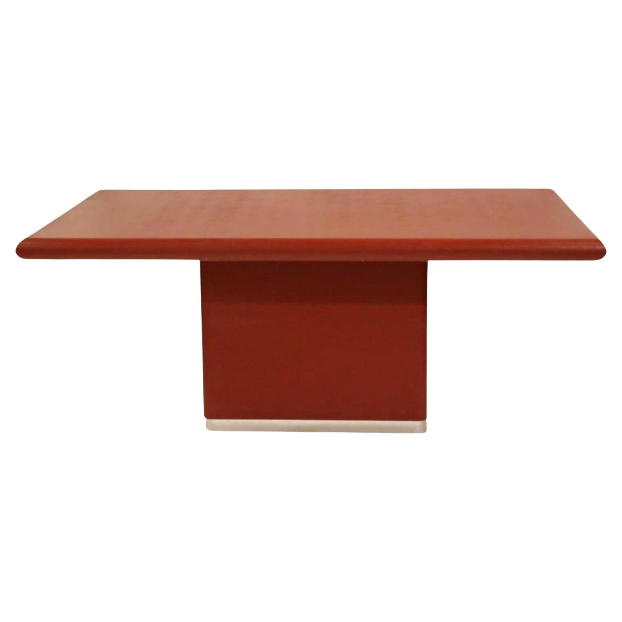 Mid-Century Modern Lacquered Red Goatskin Dining Table Karl Springer For Sale