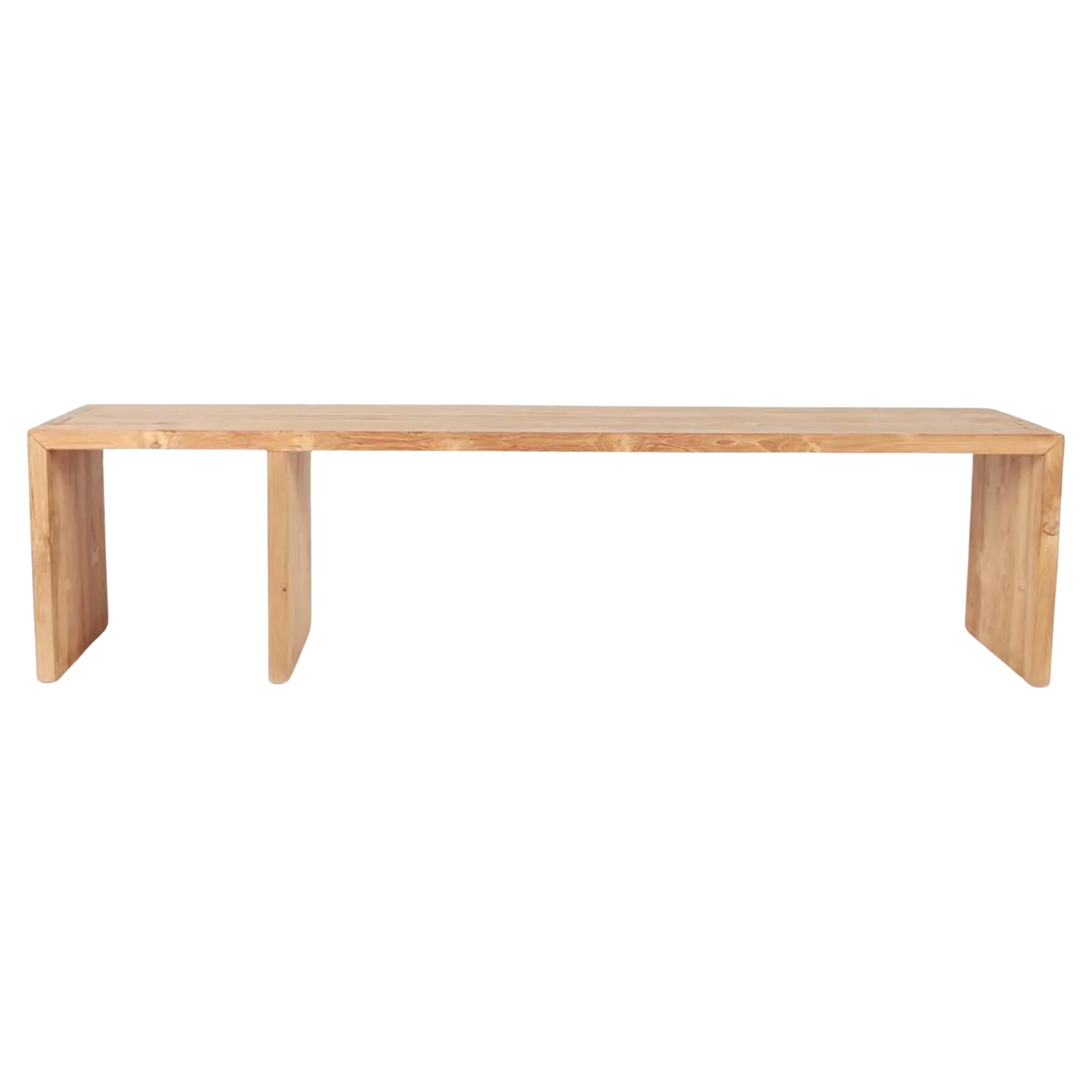 Midcentury Solid Cherry American Studio Craft Bench on 3 Legs with Bowtie Joints For Sale