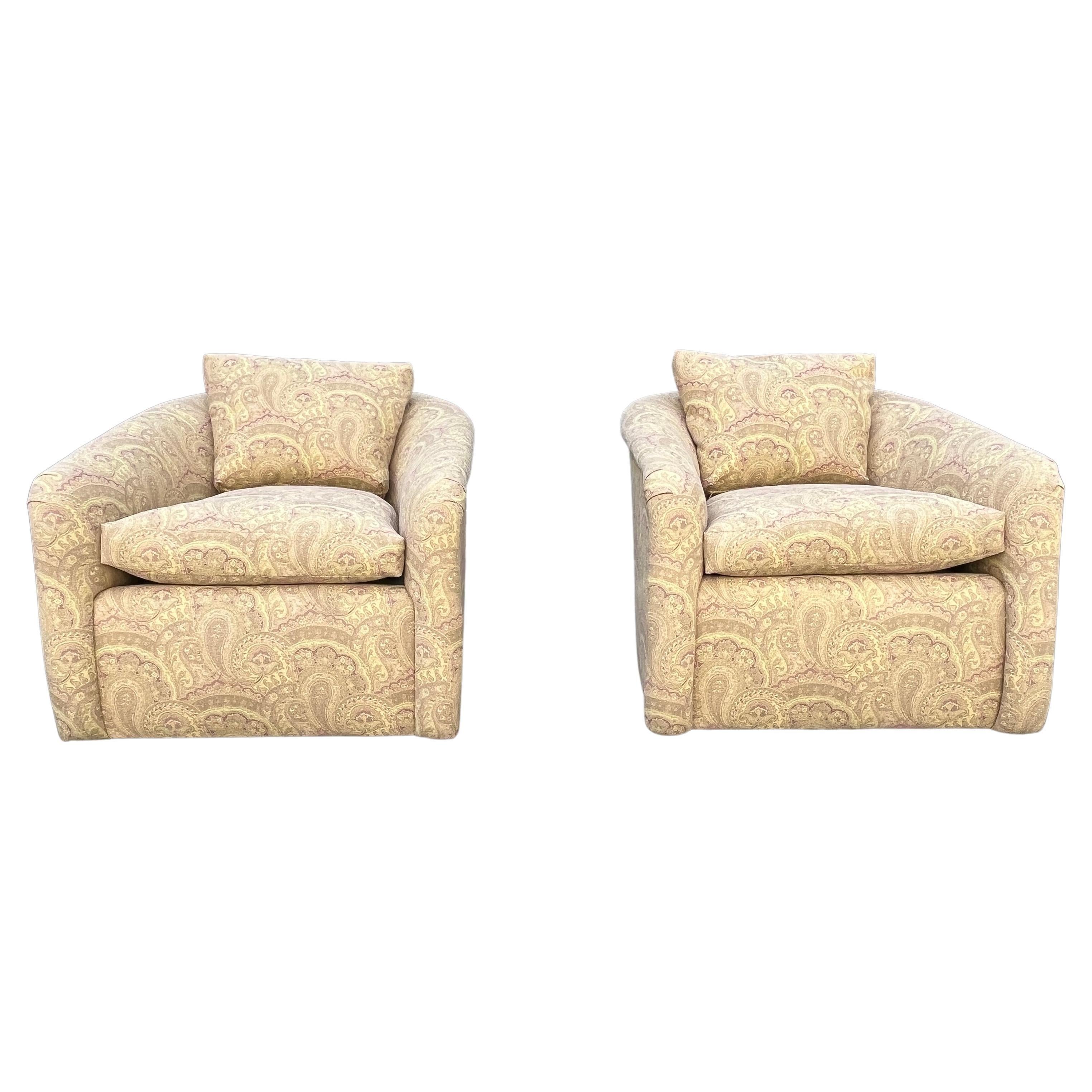 Pair of Midcentury Milo Baughman Swivel Chairs