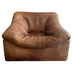 Midcentury De Sede DS46 Lounge Chair Cognac Buffalo Leather Switzerland 1970s