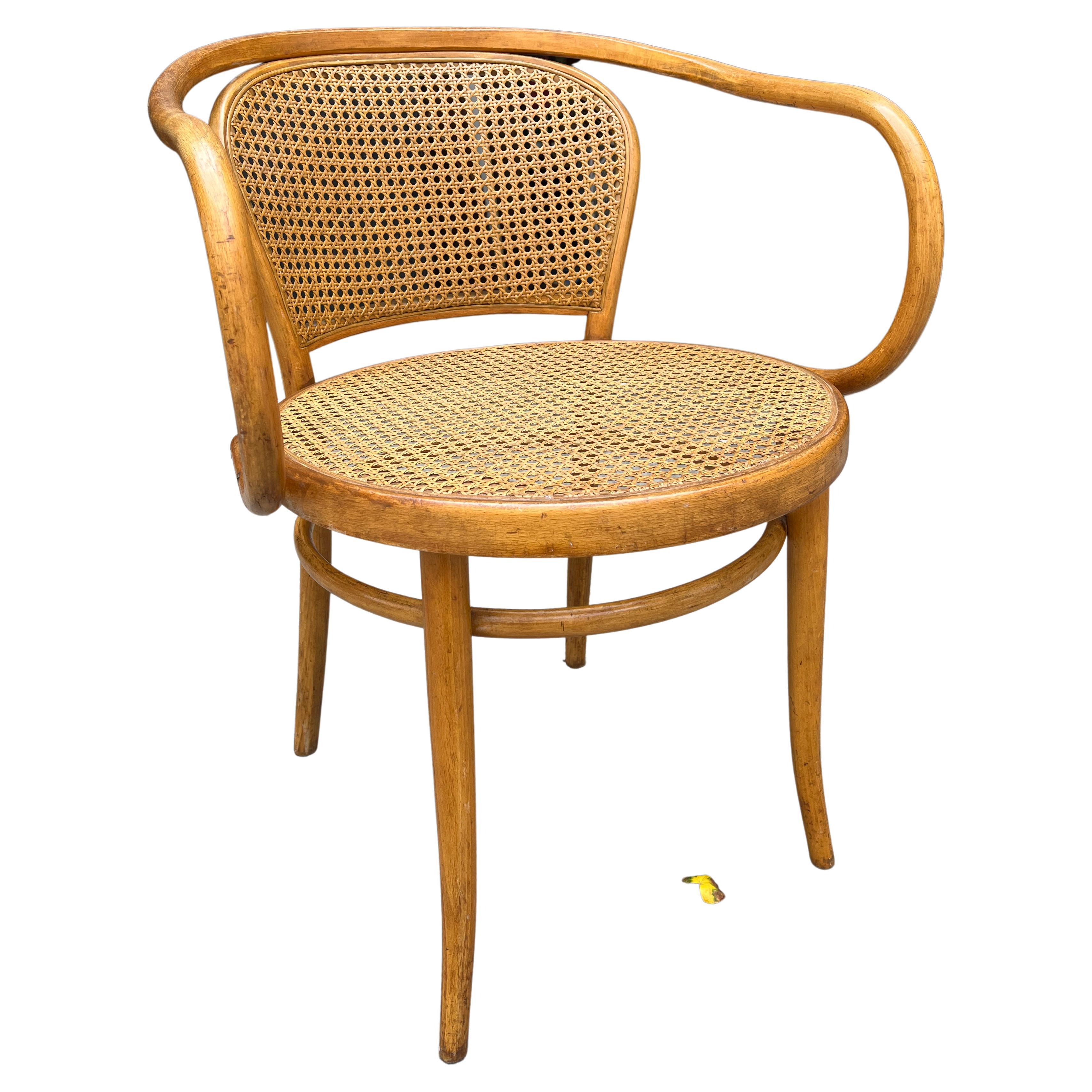  Michael Thonet Solid Beechwood and Cane no. 210 Armchair For Sale