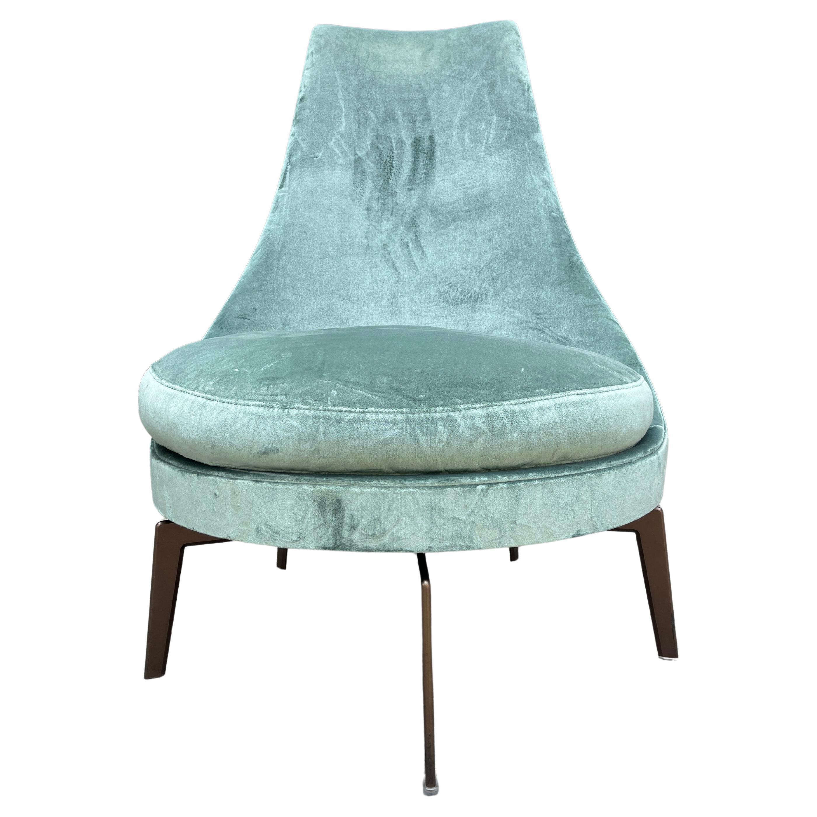 Superb Antonio Citterio Slipper and Swivel Chair in Velvet (two available) For Sale