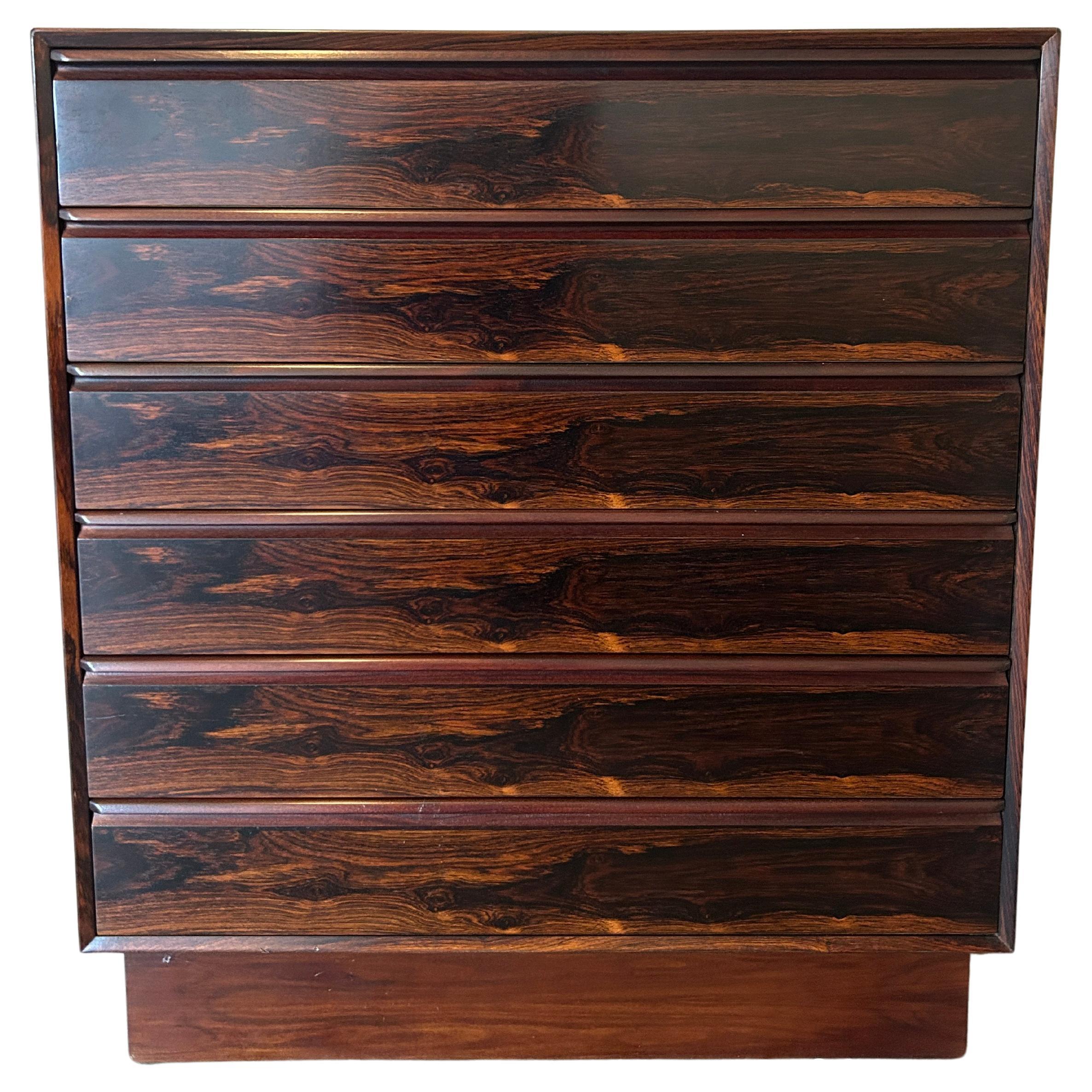 Mid-Century Norwegian Modern 6 Drawer Rosewood Dresser Westnofa For Sale