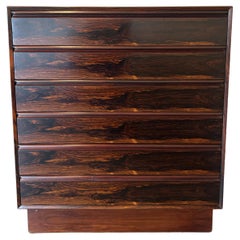 Antique Mid-Century Norwegian Modern 6 Drawer Rosewood Dresser Westnofa