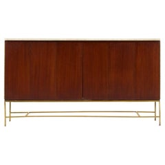 Mid century Paul McCobb Calvin Credenza Mahogany Brass travertine