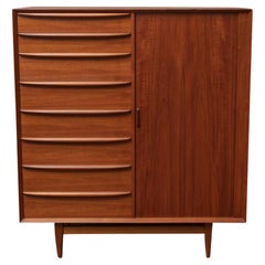 Mid century Danish modern tall wide Teak Dresser by Falster