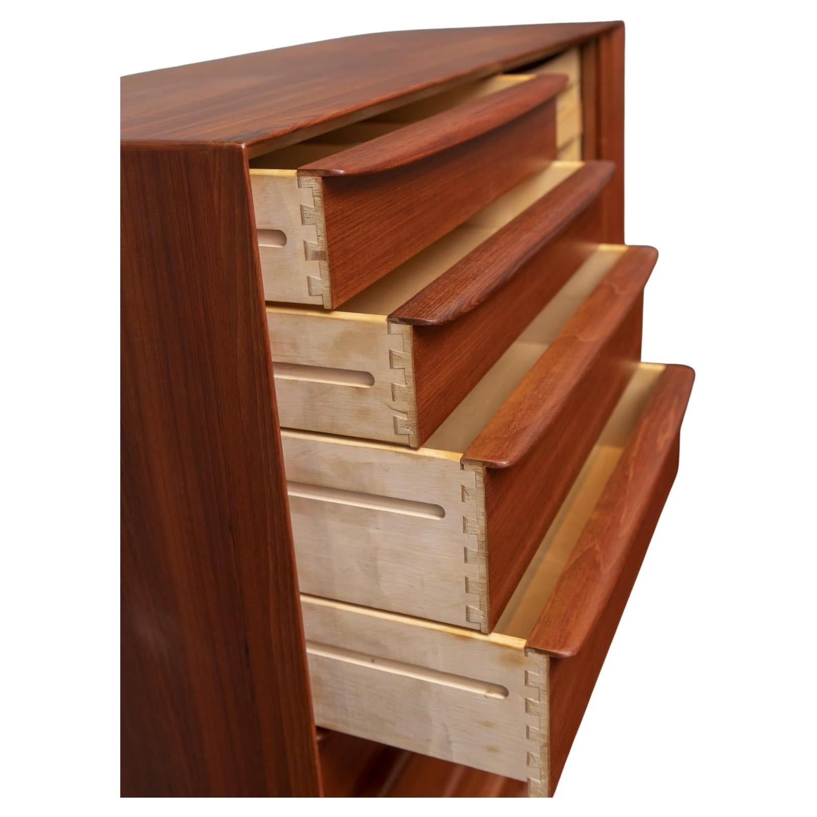 Mid-Century Modern Mid century Danish modern tall wide Teak Dresser by Falster