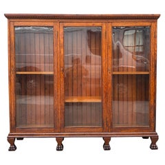 American Empire Revival and Arts & Crafts Triple Bookcase / Display Cabinet