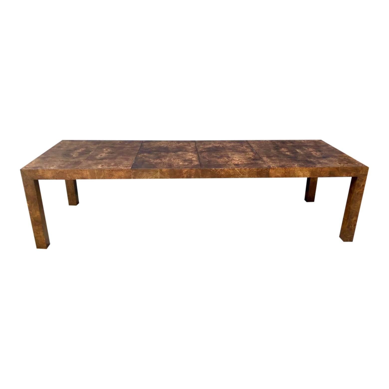 Mid-Century Modern Milo Baughman for Thayer Coggin Burl Olive Wood Parsons Table