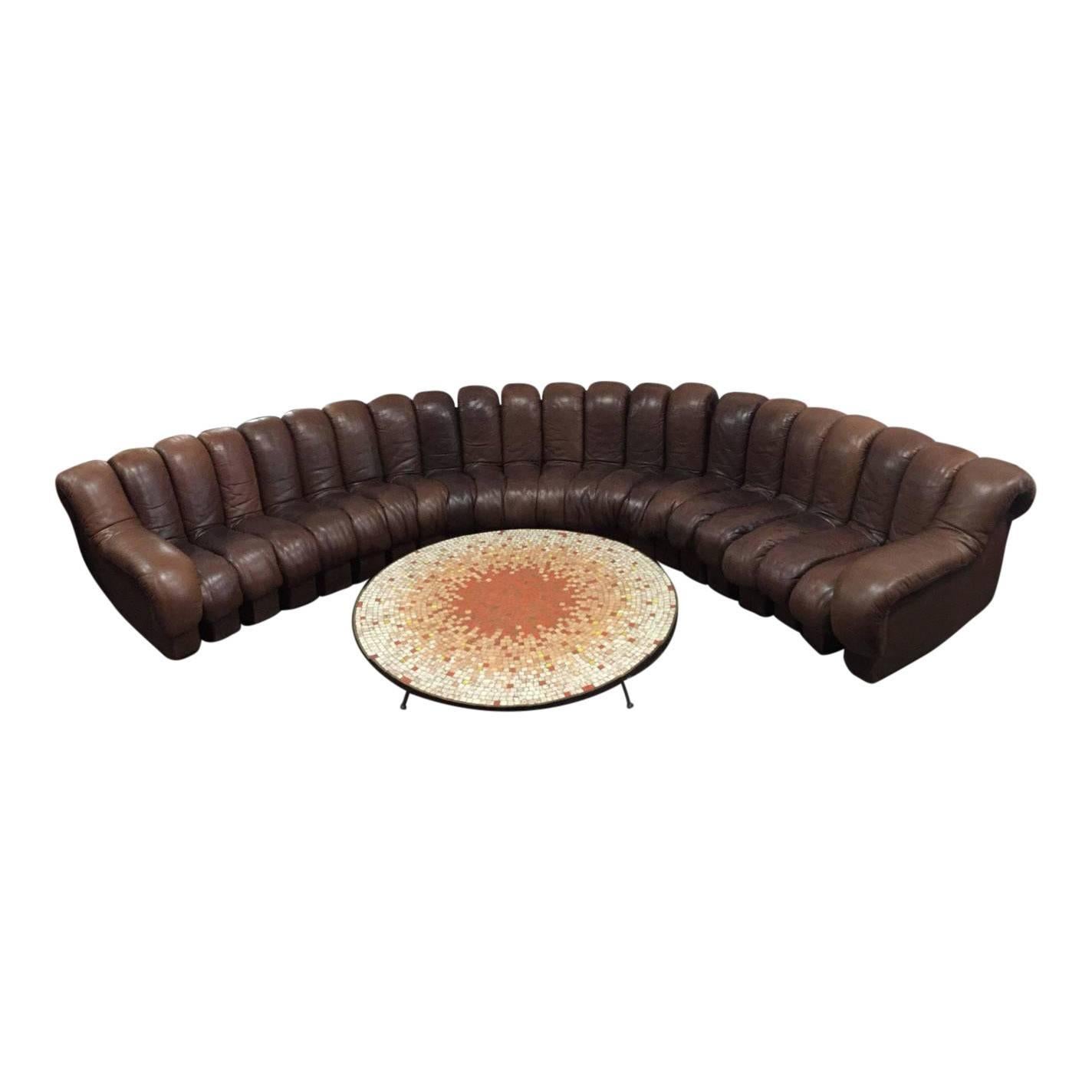 Swiss De Sede DS600 Non Stop Modular Sofa in Brown Leather