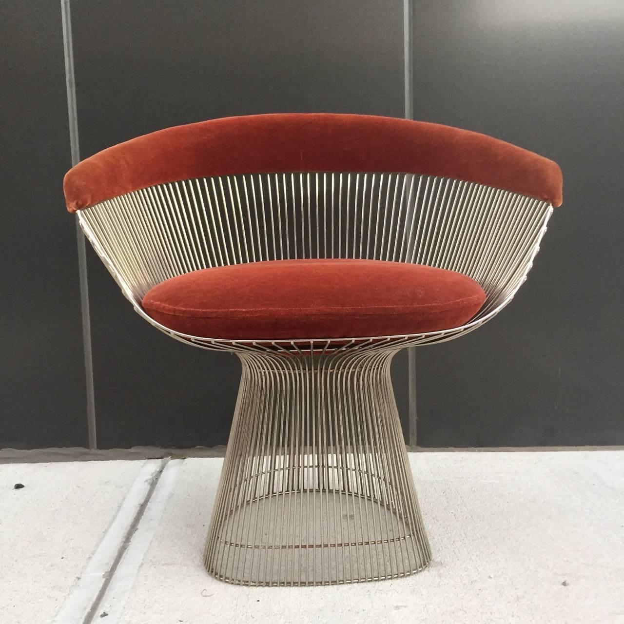 Plated Warren Platner for Knoll Mid-Century Modern Accent Wire Chair