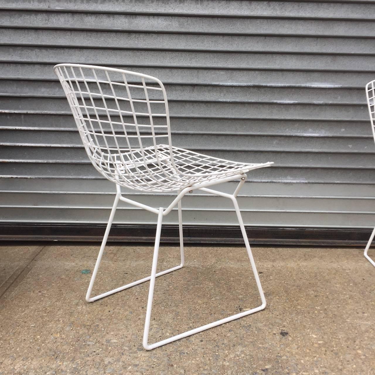 Harry Bertoia for Knoll Wire Side Chairs in White 1