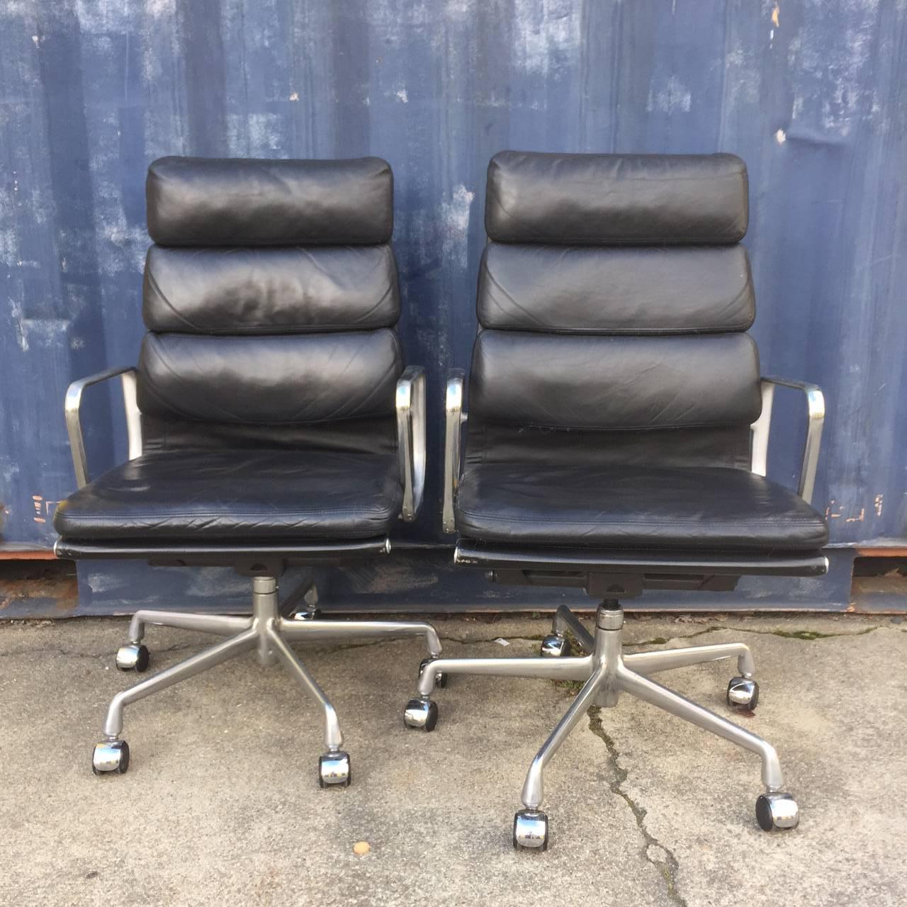 Eames for Herman Miller High Back Soft Pad Chairs In Good Condition In BROOKLYN, NY