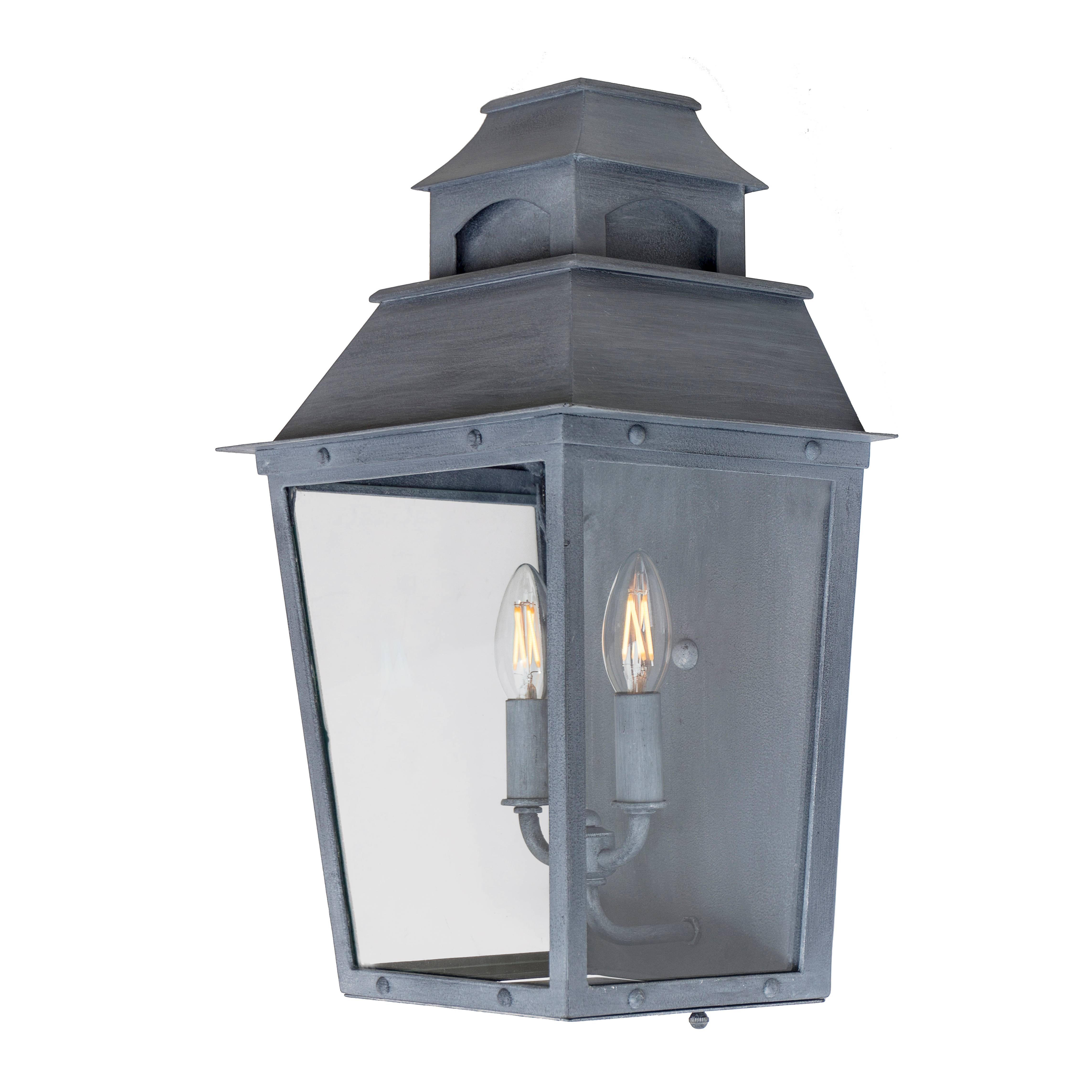 American Colonial Colonial Custom Inspired Wrought Iron Wall Lantern with Premium Zinc Finish For Sale