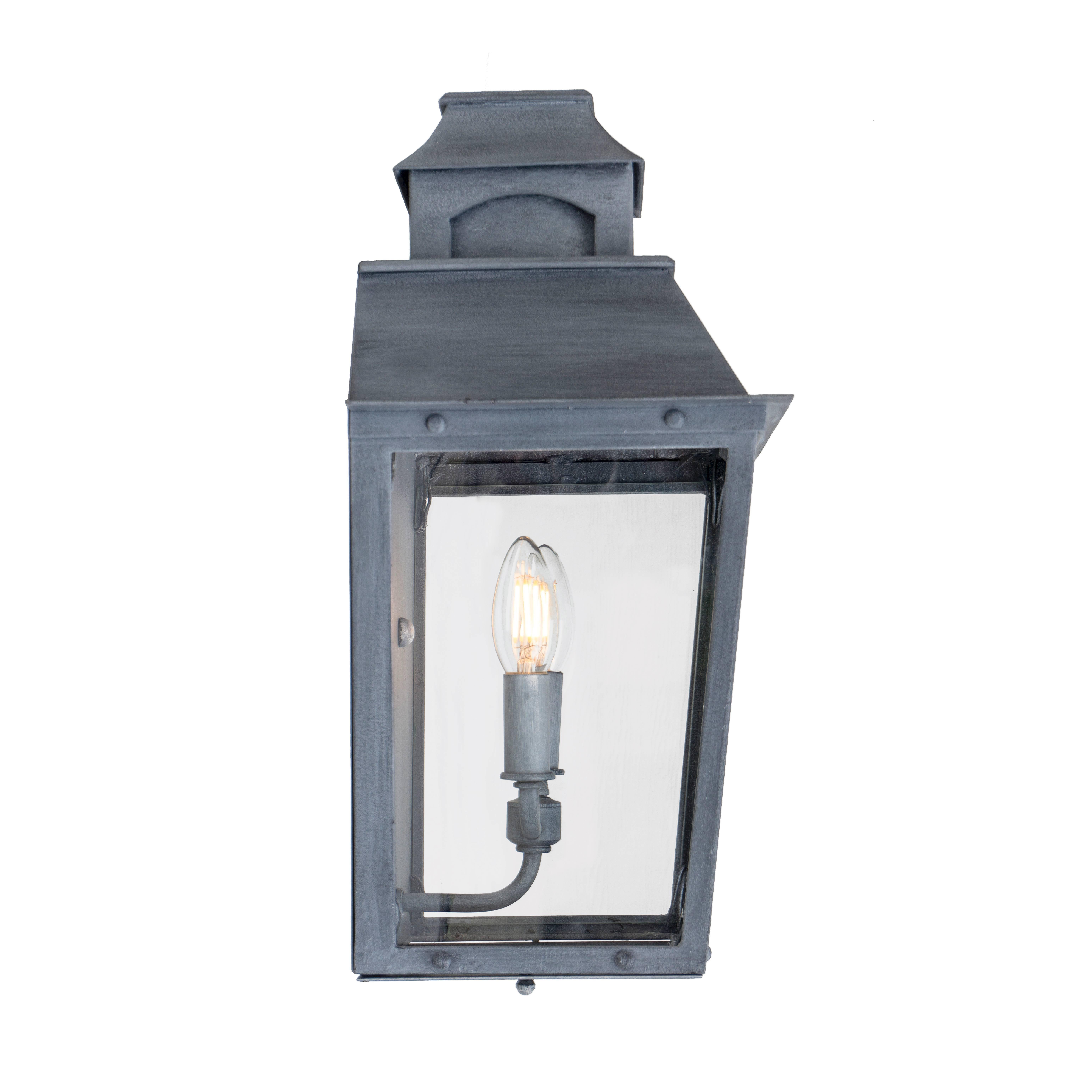 Colonial Custom Inspired Wrought Iron Wall Lantern with Premium Zinc Finish In New Condition For Sale In Santa Paula, CA