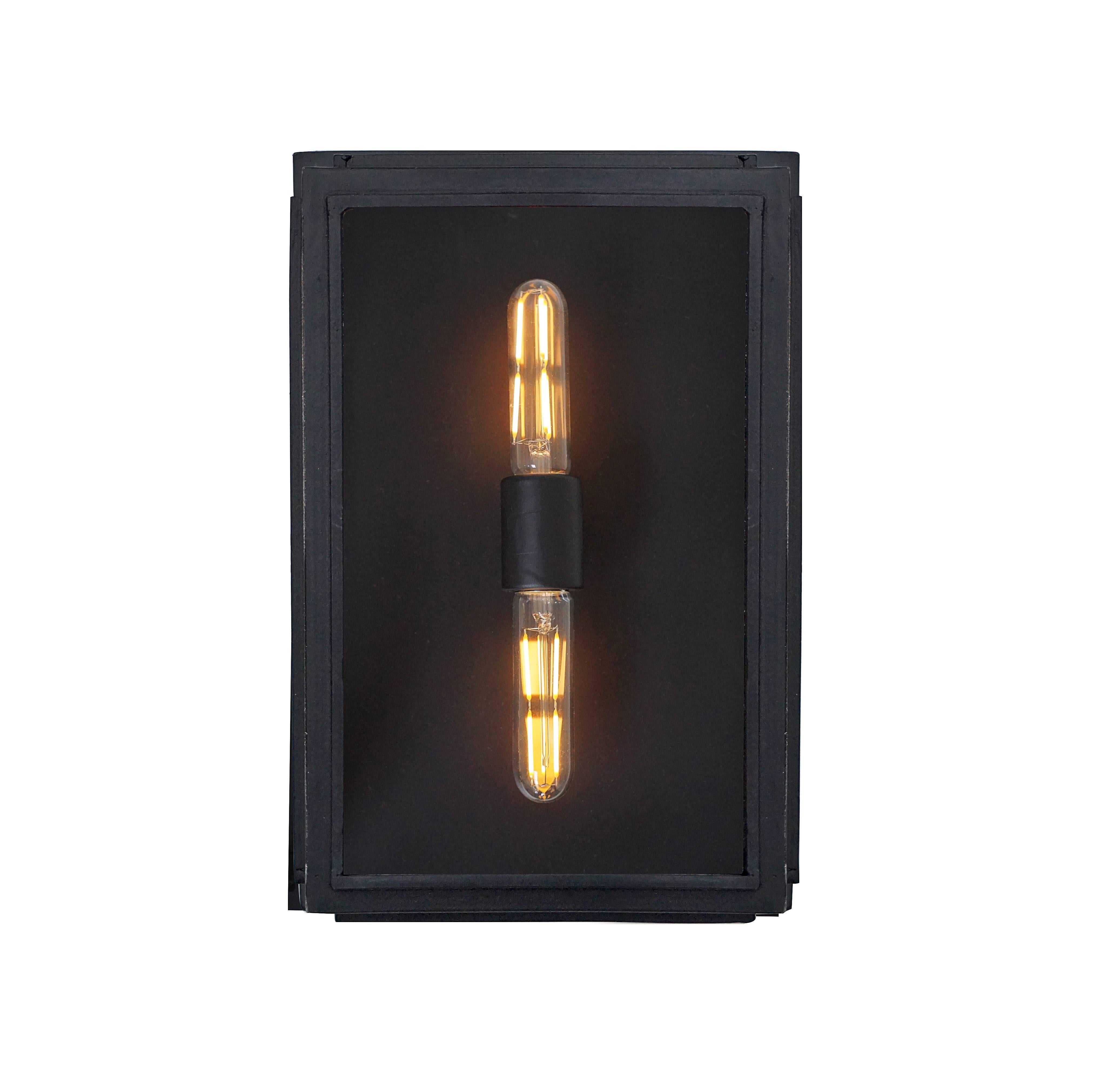 Offering a streamline contemporary design the Bel Air lantern was inspired by a modern estate in Bel Air. It incorporates a modern look with a modern day handmade quality. Made for a wall or ceiling when low profile lighting option is