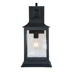 Exterior Wrought Iron Wall Lantern, Handmade Outdoor Light Fixture, Clean Lines