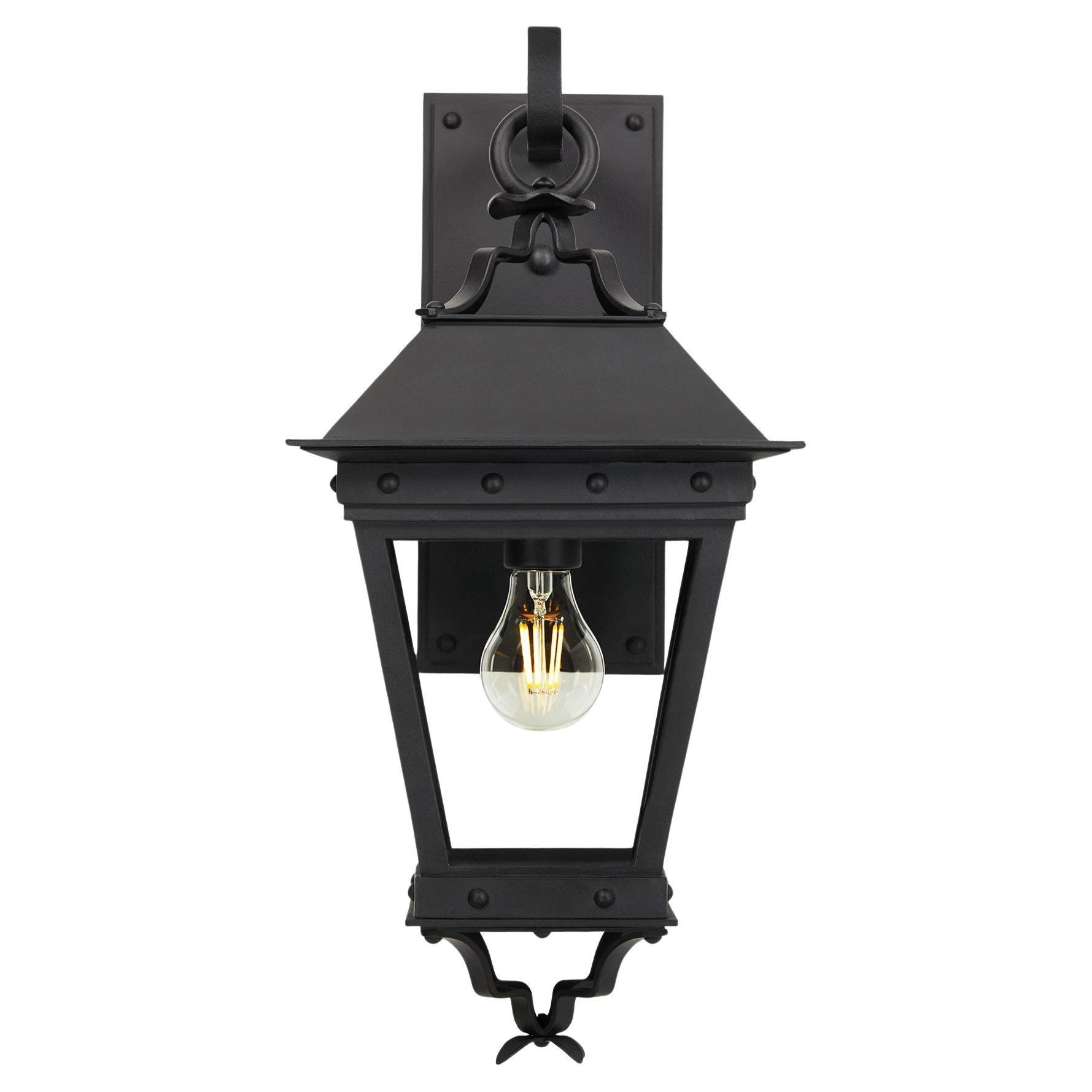 Hand-Crafted Spanish Style Wrought Iron Ornamental Exterior Outdoor Wall Lantern