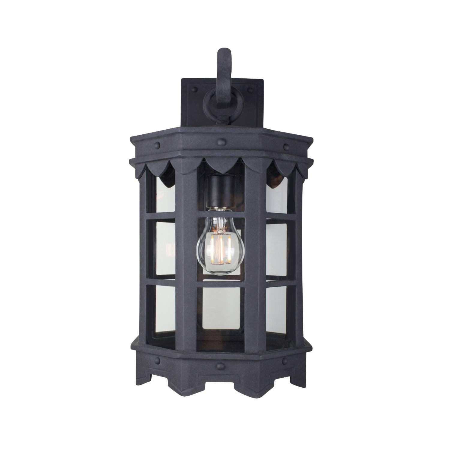 Our De La Guerra lantern has Mediterranean style precedence with historic profiles and contemporized geometric lines. A striking fixture during the day but even more so at night when the patterned hem casts intricate shadows.

Backplate dimensions