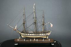 Outstanding Vessel Model under Glass, Early 19th Century