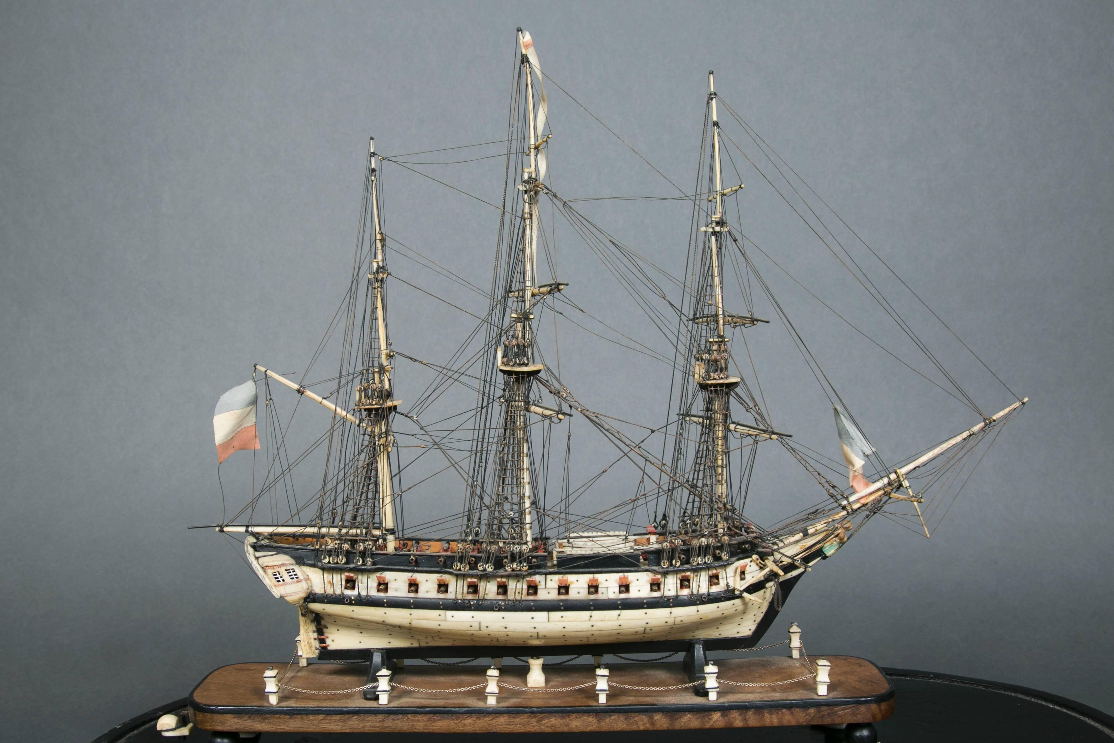 Outstanding Vessel Model under Glass, Early 19th Century For Sale 2
