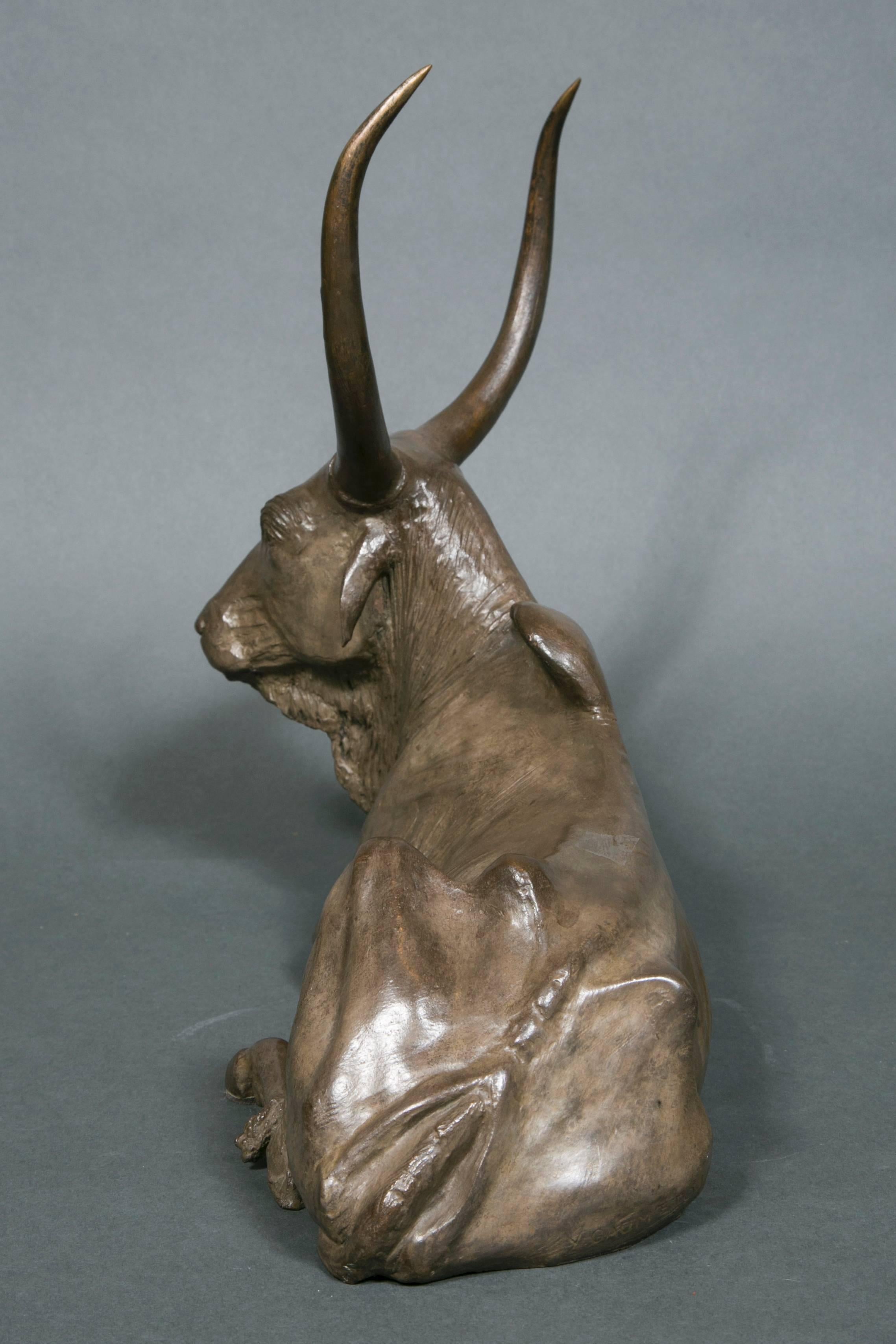 Lying Zebu Bronze Sculpture by Yves GauméTou In Excellent Condition For Sale In Saint-Ouen, FR