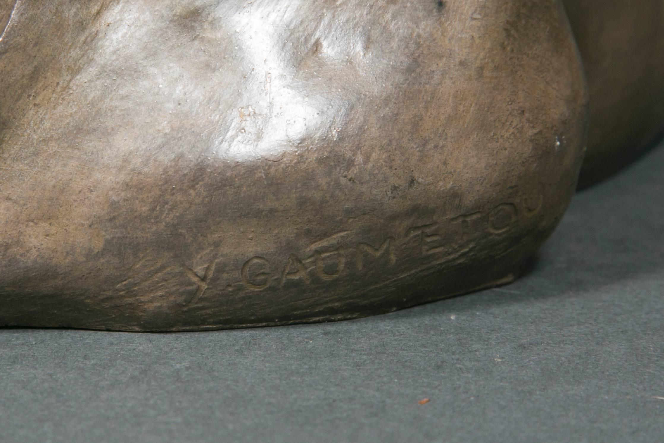 Contemporary Lying Zebu Bronze Sculpture by Yves GauméTou For Sale