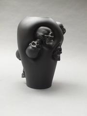 Limoges Porcelain Vase with Skulls by Alexandre Nicolas, France, 2013