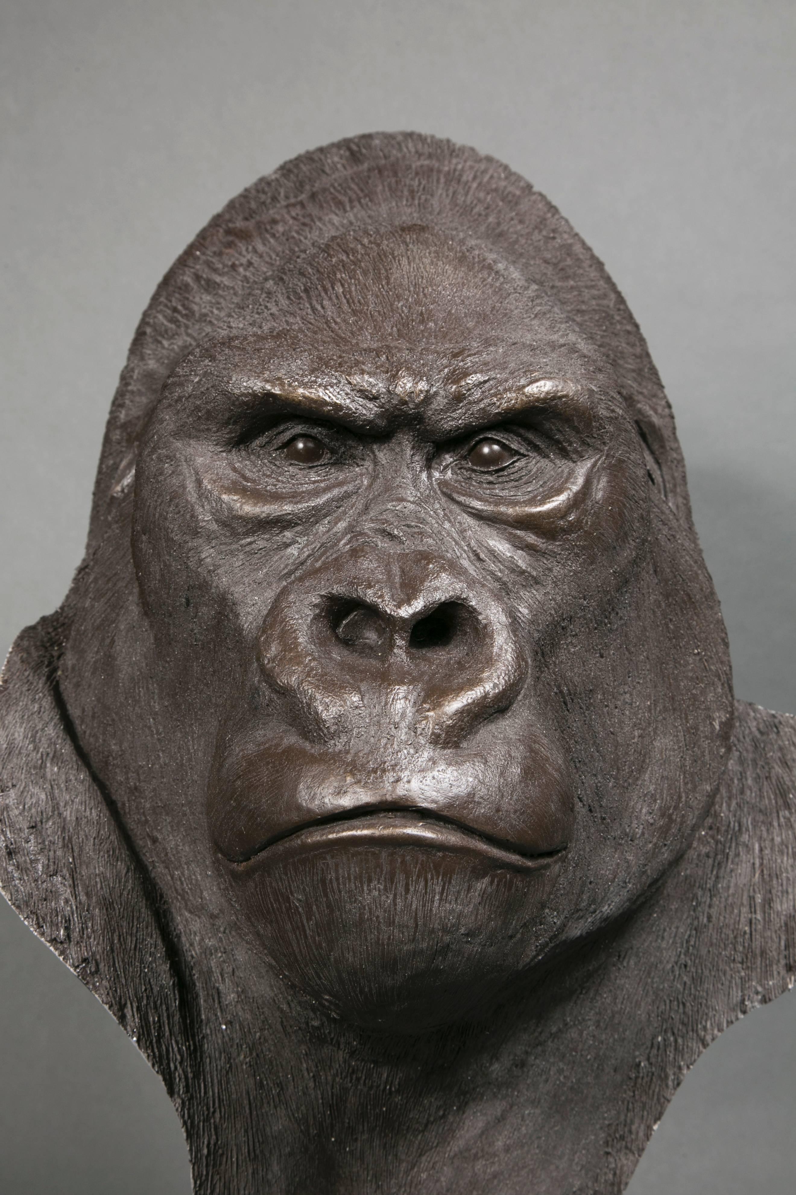 French Resin Gorilla Head, Yves Gaumétou, France, 2015 For Sale