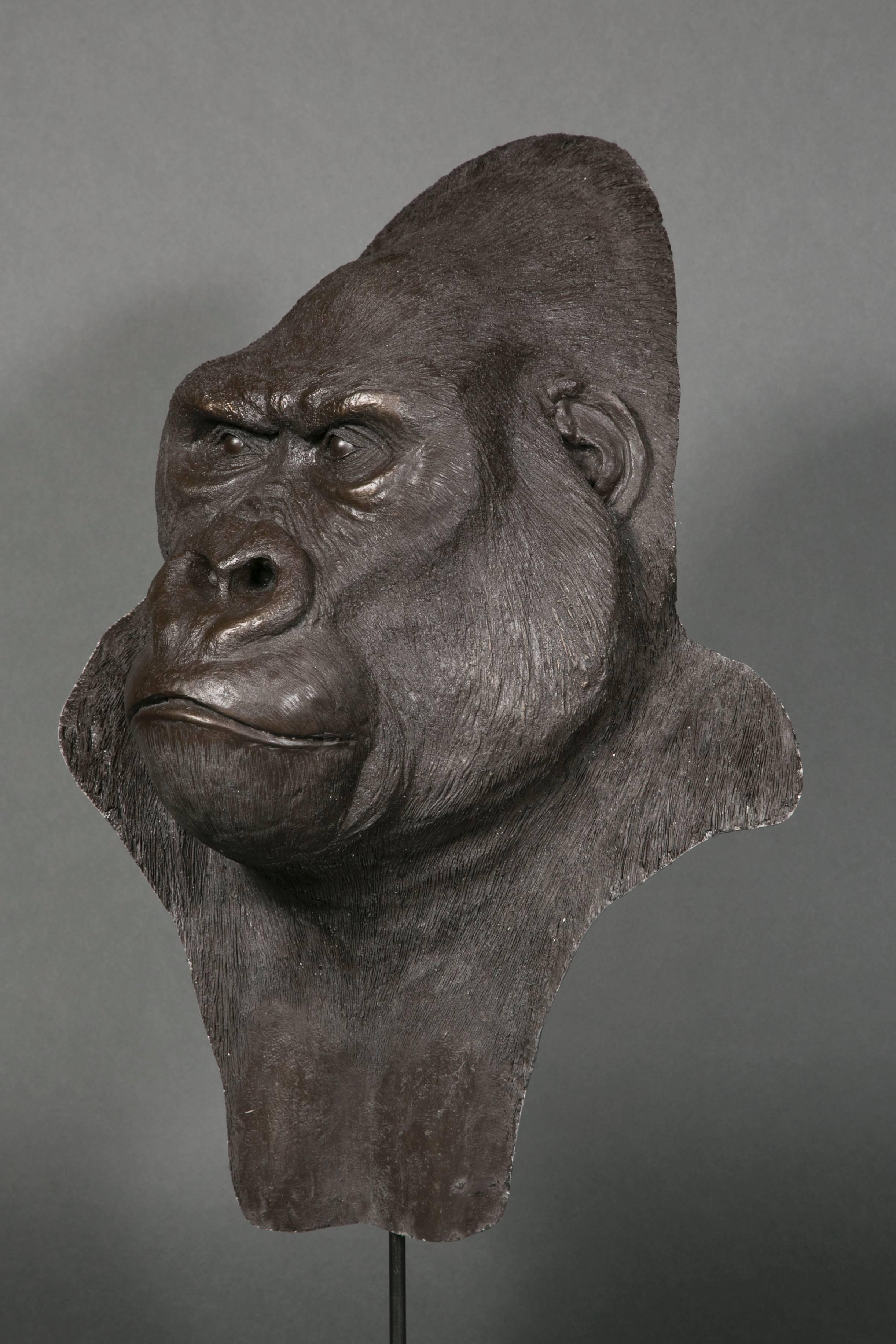 Resin Gorilla Head, Yves Gaumétou, France, 2015 For Sale 3
