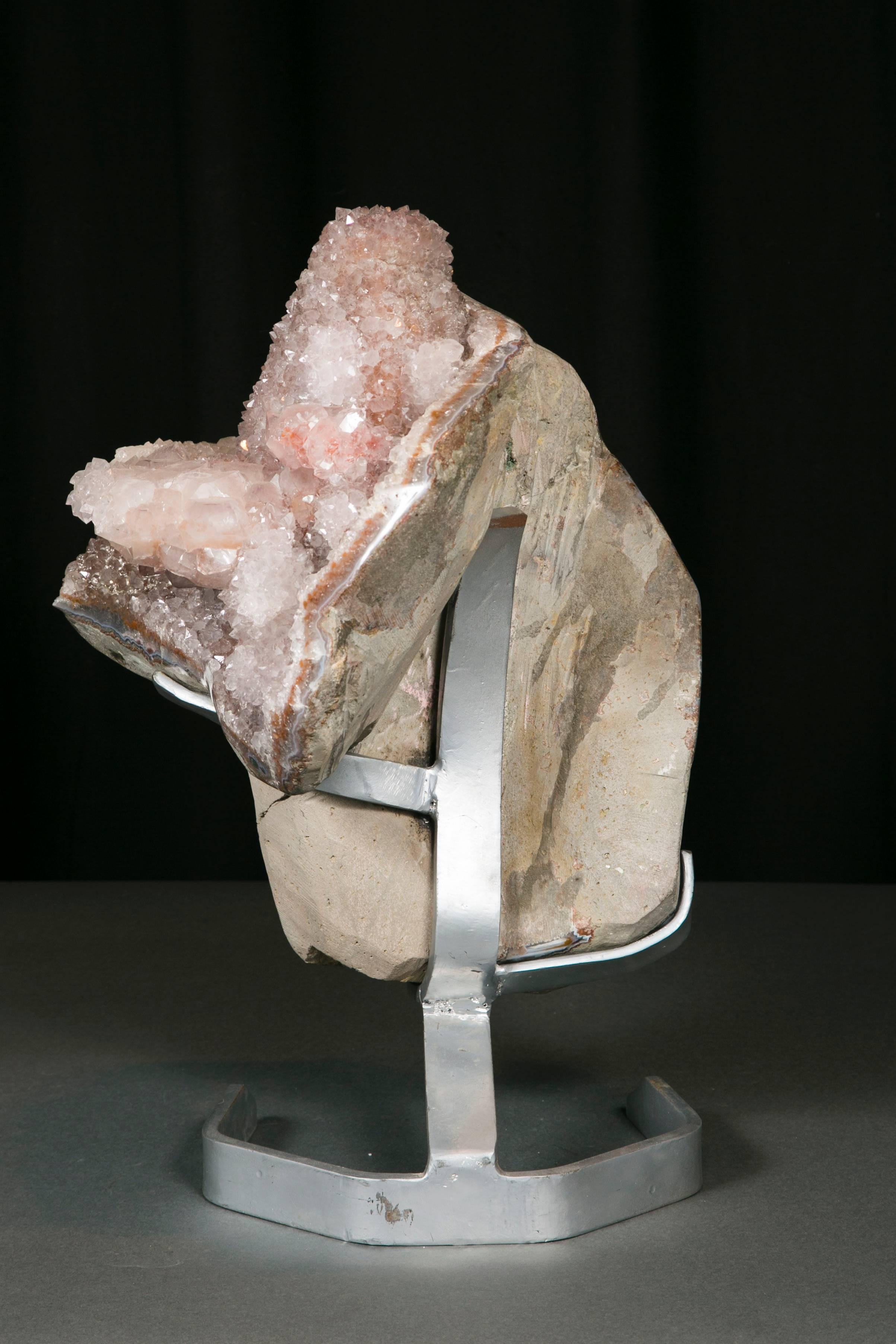 Impressive Sculptural Agate Amethyst Calcite Geode For Sale 1