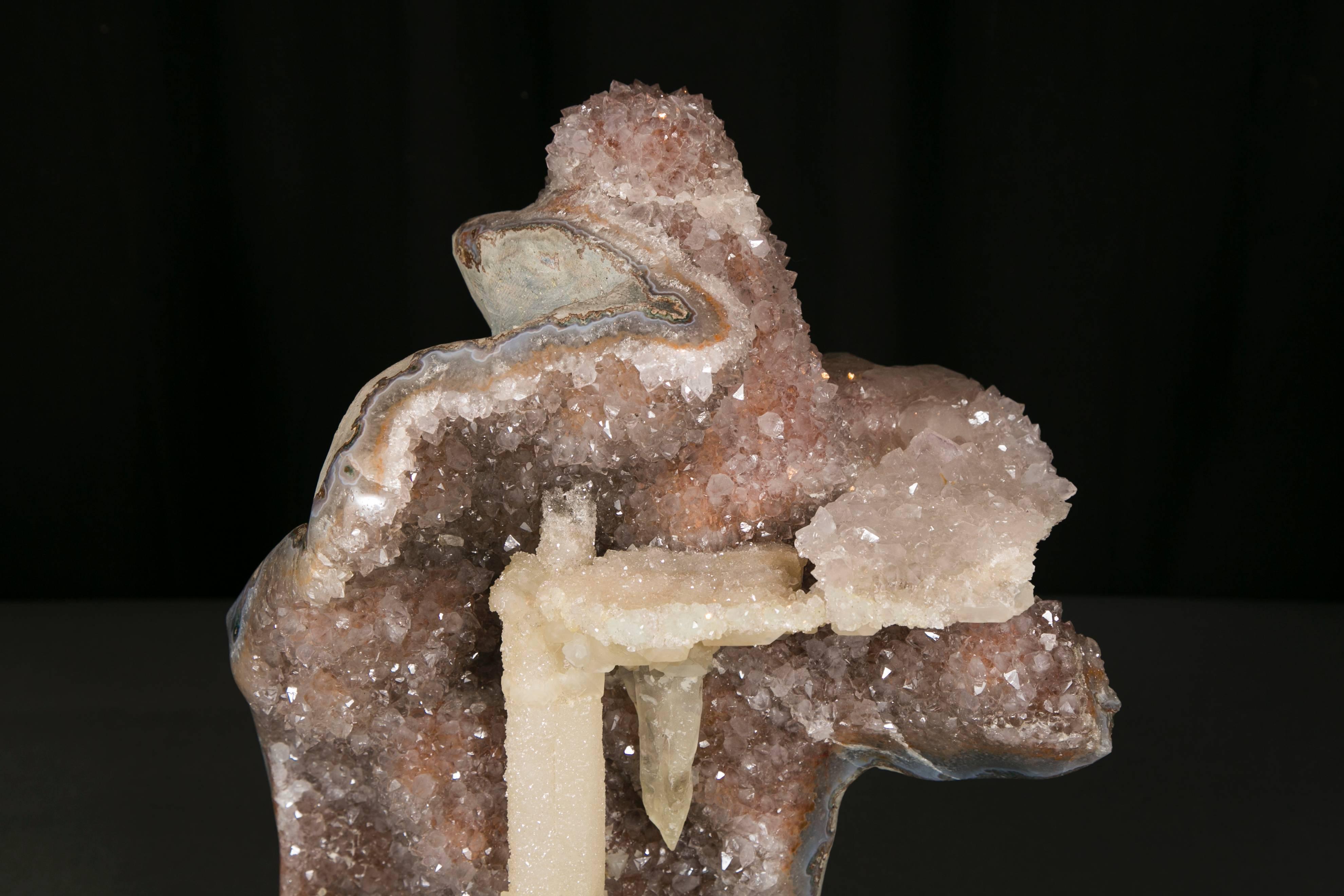 Impressive Sculptural Agate Amethyst Calcite Geode For Sale 3