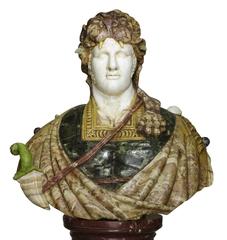 Lifesize Italian 19th Century Specimen Marble Bust of a Greco-Roman Warrior