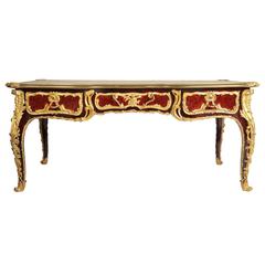 Palatial French 19th Century Louis XV Style Ormolu-Mounted Marquetry Bureau Plat 1