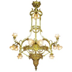 Palatial French 19th/20th Century Louis XIV Style Gilt-Bronze Orante Chandelier 