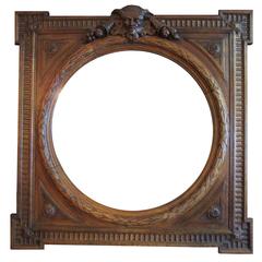 Italian Renaissance Revival Style 19th Century Carved Oak Figural Mirror Frame 3