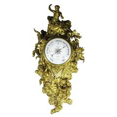 19th Century Louis XV Style Gilt-Bronze Cartel Barometer by A. Crin, a Paris