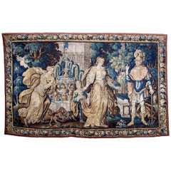 Antique Large Flemish 17th-18th Century Baroque Figural Tapestry "A Royal Courtship"