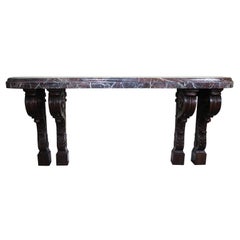 French 19th Century Louis XV Style Barroque Carved Walnut Wall Console Table