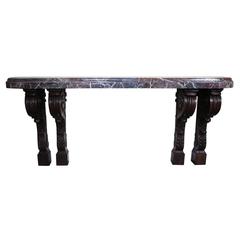 French 19th Century Louis XV Style Barroque Carved Walnut Wall Console Table 5