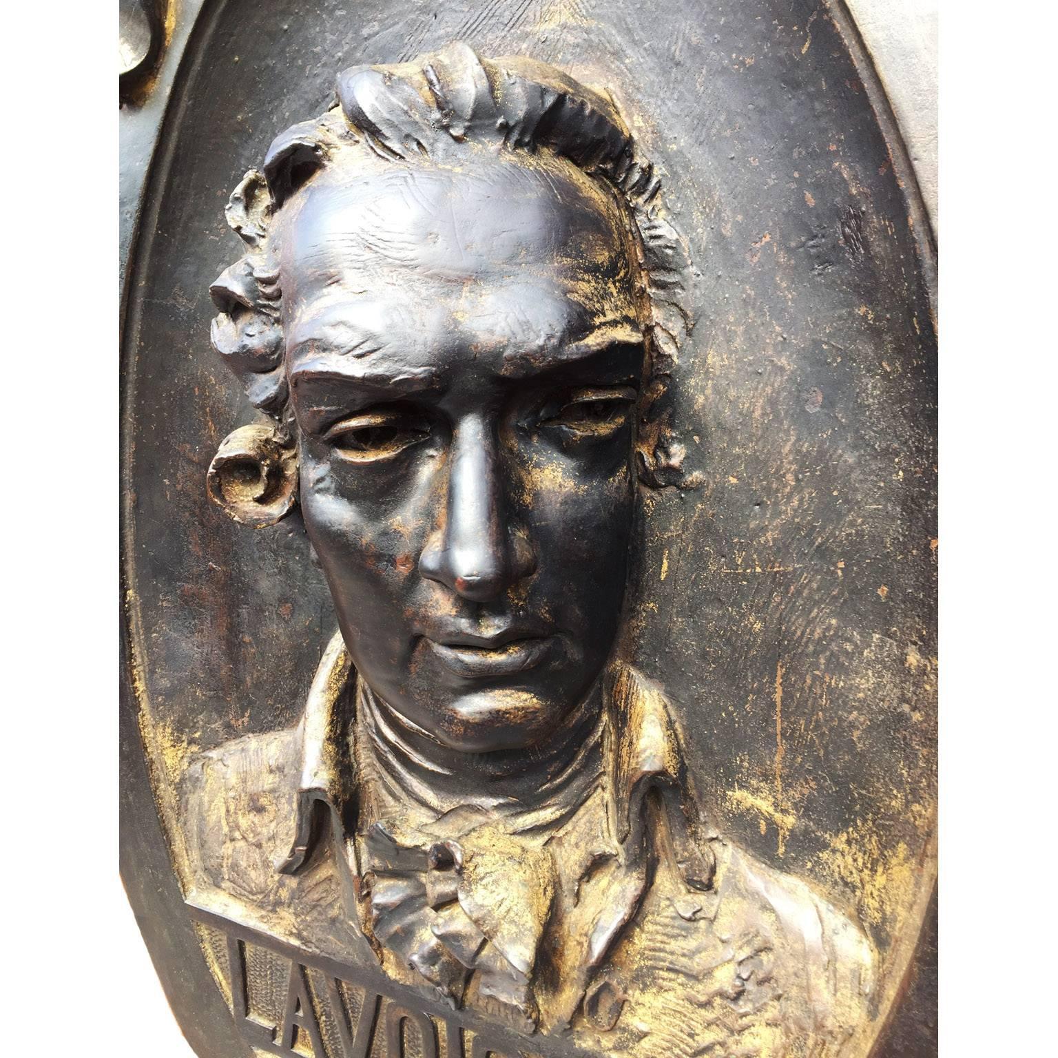 Early 19th Century French 18th-19th Century Copper Overlaid Relief Medallion of Antoine Lavoisier For Sale