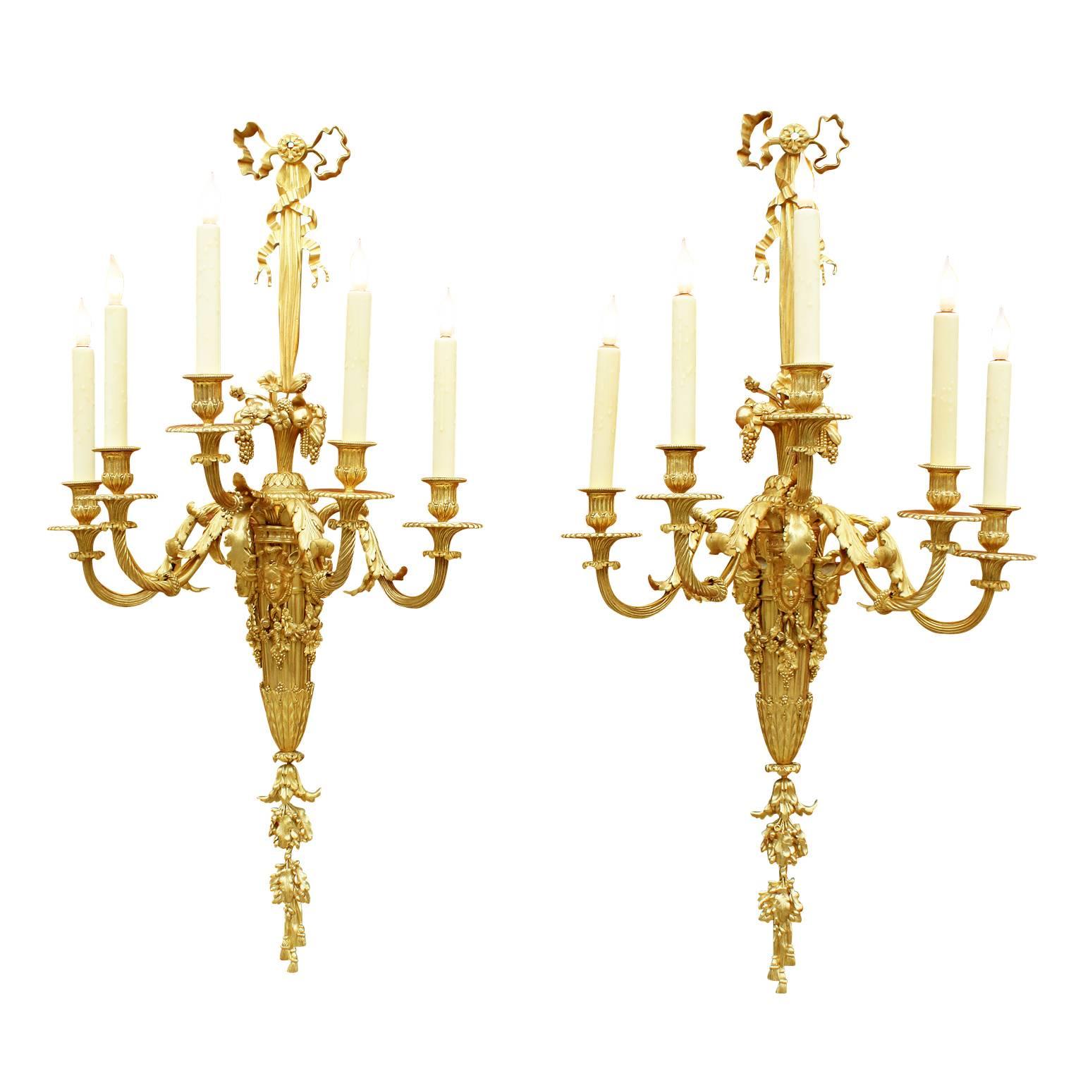 Pair of French 19th Century Louis XVI Style Figural Wall Lights after Thomire