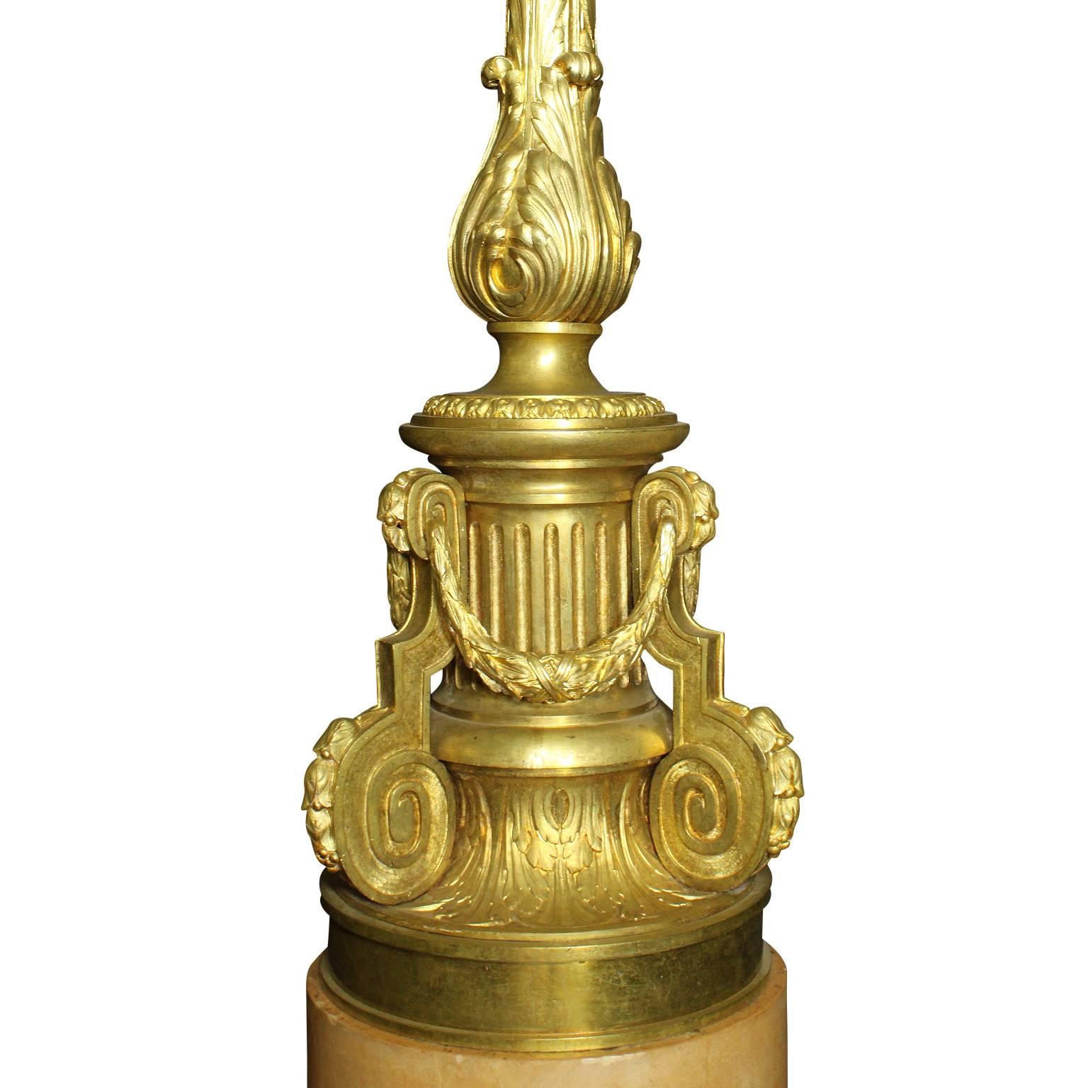 Early 20th Century Fine French 19th-20th Century Louis XV Style Belle Epoque Gilt-Bronze Torchere For Sale