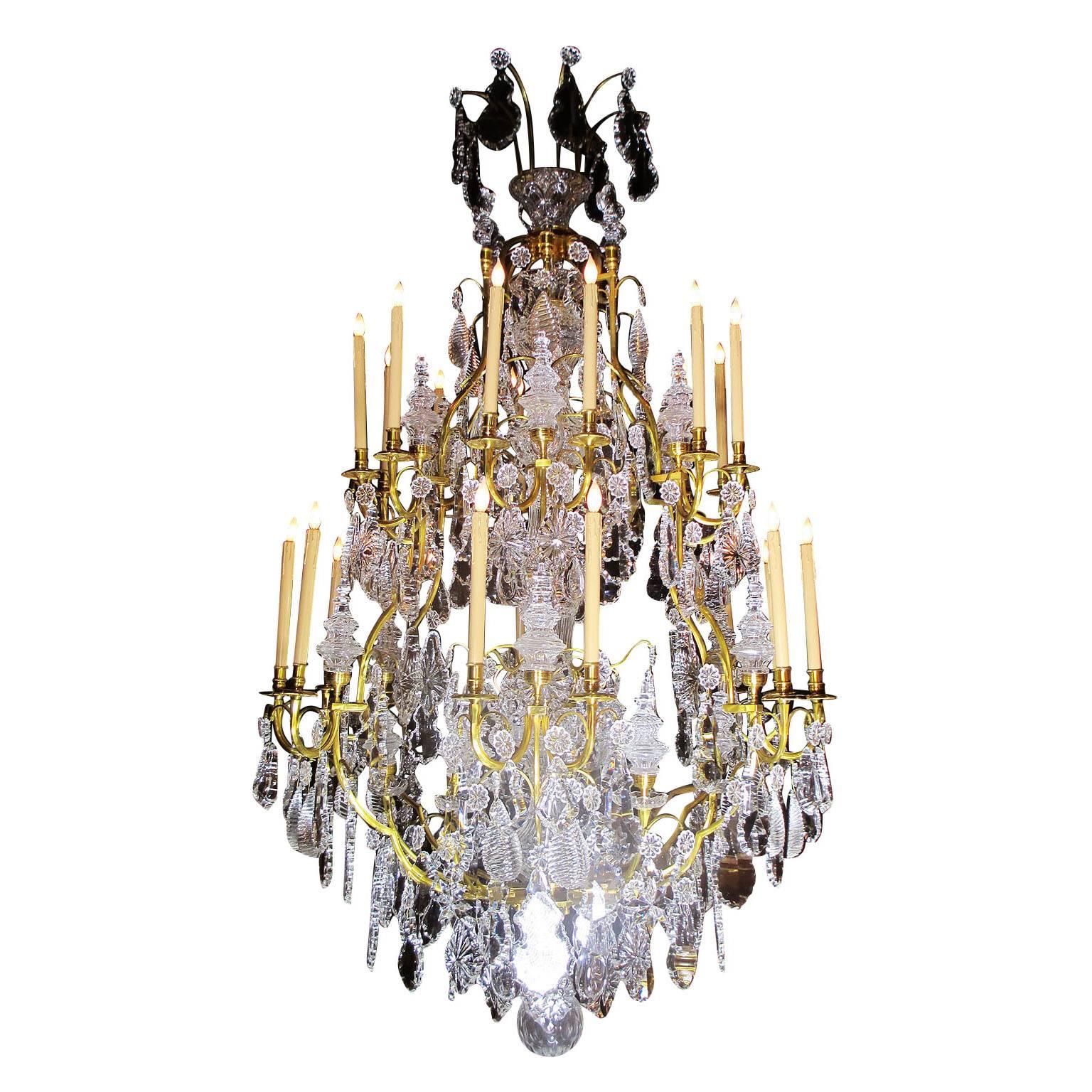 A Louis XV Style Gilt-Bronze and Cut-Glass Twenty-four-light Chandelier  For Sale